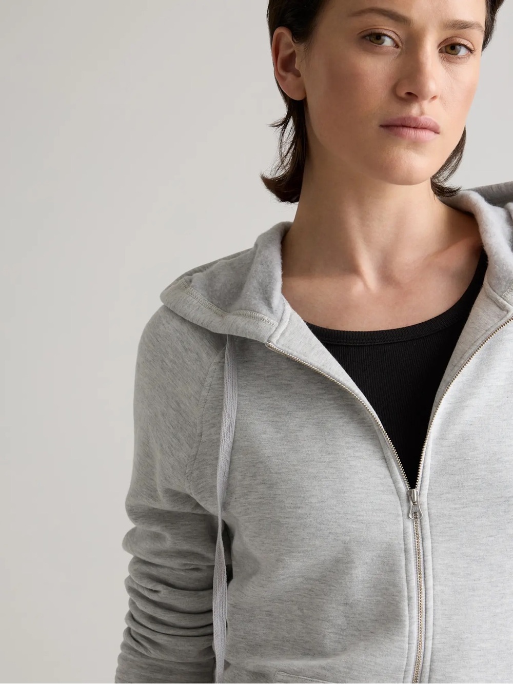 Quince Women's Supersoft Fleece Grey Hoodie Jacket Size M